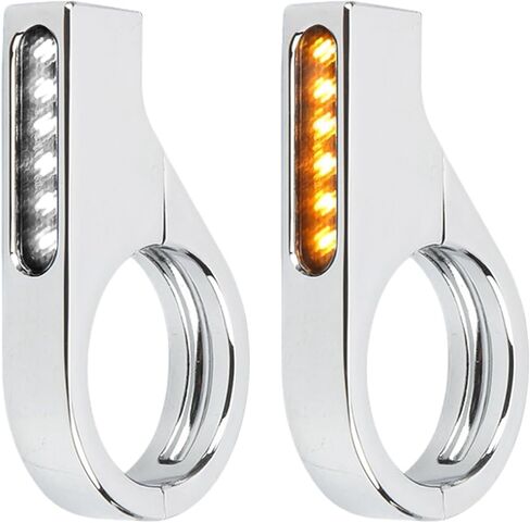 2pcs إشارات الدوران الدراجة النارية LED Harley Turn Signals دراجة نارية الدورة الإشارات الدوران الدوران مجموعة الإشارة 41 ملم المشبك الشوكة المصباح العنبر 12V Fit Honda Harley Yamaha Suzuki Kawasaki in Kuwait