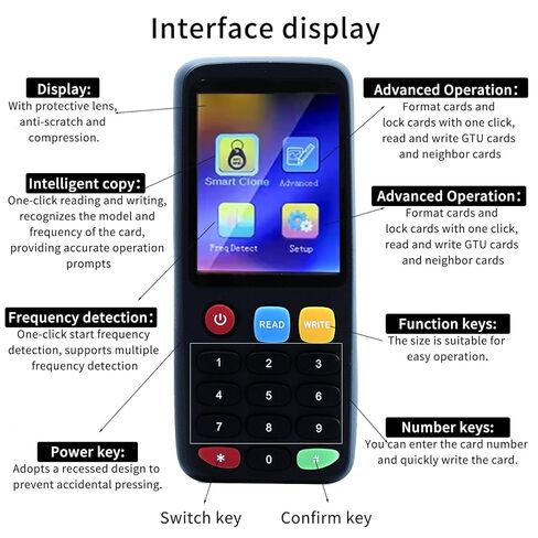 X7 RFID Reader Writer (RFID Copier Multi-Frequency Smart Card Reader ID IC Elevator Card RFID Writer for Access Control System with 125khz T5577 Key Fobs/Cards and 13.56mhz IC Key Tags) in Kuwait