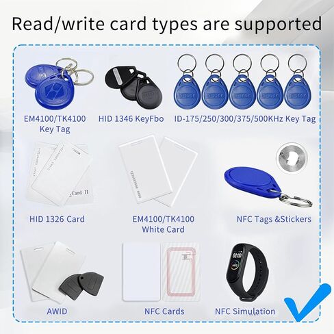X7 RFID Reader Writer (RFID Copier Multi-Frequency Smart Card Reader ID IC Elevator Card RFID Writer for Access Control System with 125khz T5577 Key Fobs/Cards and 13.56mhz IC Key Tags) in Kuwait
