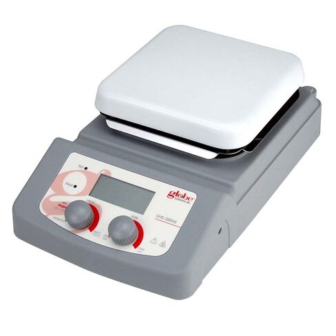 جهاز التحريك الرقمي من Globe Scientific GHS-380HS-UK-EU، درجة حرارة قصوى 380 درجة مئوية، لوحة علوية مطلية بالسيراميك 5.5 بوصة × 5.5 بوصة، 200-240 فولت، 50-60 هرتز in Saudi Arabia