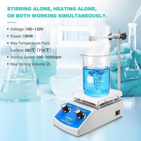 Magnetic Stirrer Hot Plate w/Stir Bar Retriever, 100-2000RPM Hot Plate Stirrer w/4 Stir Bars, Max.520℉ Magnetic Hotplate Stirrer, Max.2000mL Capacity Hot Plate with Magnetic Stirrer (No Temp Control) in Saudi Arabia