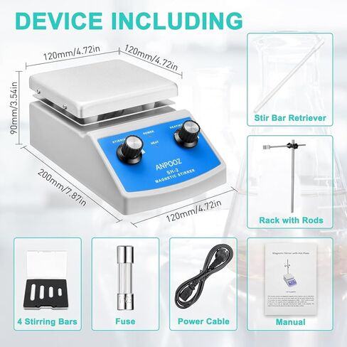 Magnetic Stirrer Hot Plate w/Stir Bar Retriever, 100-2000RPM Hot Plate Stirrer w/4 Stir Bars, Max.520℉ Magnetic Hotplate Stirrer, Max.2000mL Capacity Hot Plate with Magnetic Stirrer (No Temp Control) in Saudi Arabia