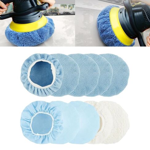 10Pieces Buffer Pads Cover Car Polisher Bonnet Orbital Bonnets Microfiber Waxers Set for Polisher Car Bonnets in Kuwait