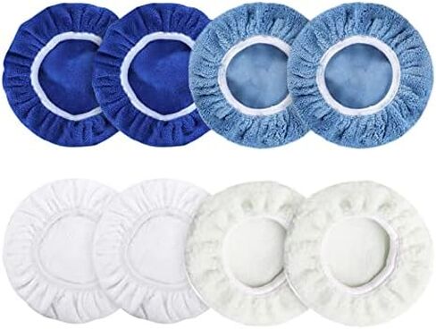 Yosoo Health Gear Polishing Bonnet Set, 8 Piece 15 cm Multi Material Waxing Buffing Pads for Cars Motorcycles Boats Furniture in Saudi Arabia
