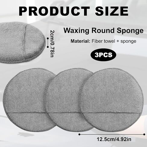 3 Pack Round Waxing Buffing Pads Polishing Sponges for Car Polishing Furniture Metal Auto Detailing Accessories(Grey) in Saudi Arabia