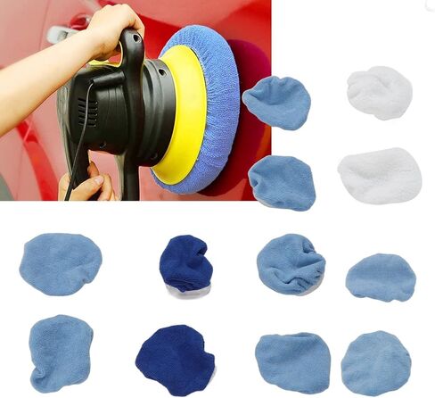 Jxngery Car Polishing Pad Bonnet Set Strong Microfiber Synthetic Fleece 12pcs for 5-6in Car Polisher in Kuwait