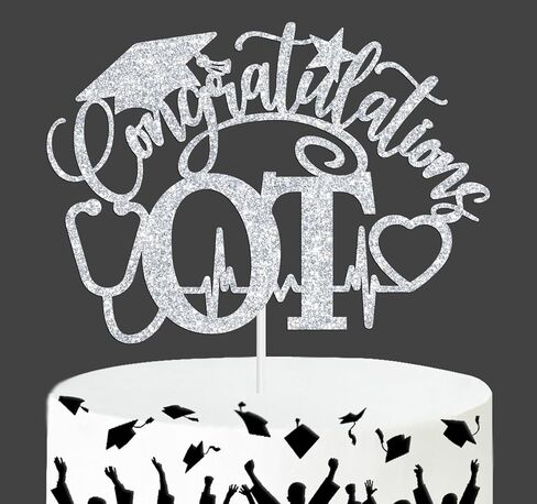 Congratulations OT Cake Topper, Congrats Occupational Therapist, Future Nurse, 2025 Medical School Survivor Graduation Party Decorations Supplies, Black Glitter in Saudi Arabia