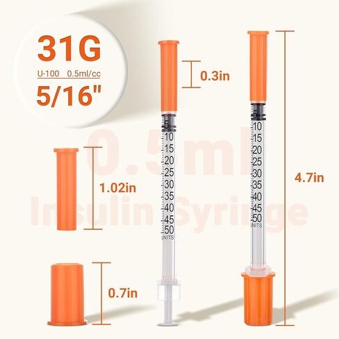 0.5mL/cc Lab Liquid Dispensing jeringas U-100-31G,5/16"- 8mm Individually Wrapped (Pack of 20) in Kuwait