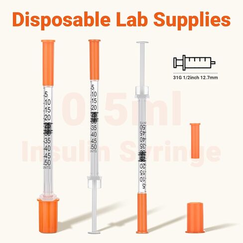 0.5mL/cc Lab Liquid Dispensing jeringas U-100-31G,5/16"- 8mm Individually Wrapped (Pack of 20) in Kuwait