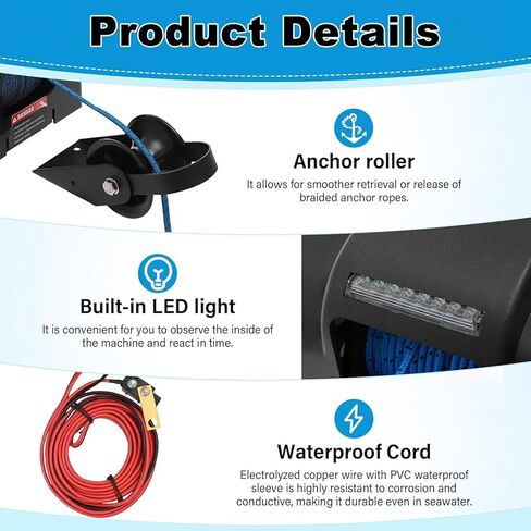 12V 45lbs Electric Boat Anchor Winch with Remote Control, 100ft Nylon Rope,for Saltwater Fishing and Pontoon Boats Anchor Windlass Kit in Saudi Arabia