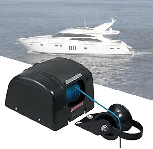 12V Electric Anchor Winch Kit 45 Lbs Windlass with Remote Control & 100ft Nylon Rope for Fishing, Pontoon & Boat Use Heavy-Duty Marine Accessory in Saudi Arabia