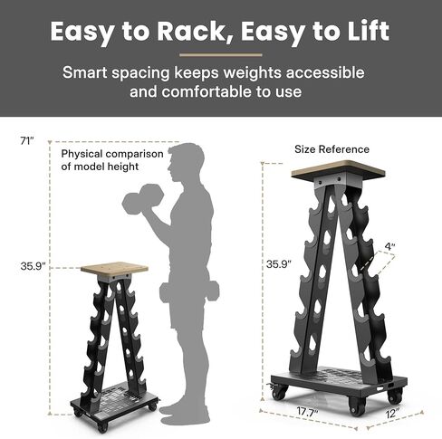 حامل دمبل بإطار A من 5 طبقات مع عجلات، سعة 300 رطل، حامل وزن متنقل مع حامل هاتف (الرف فقط) in Kuwait