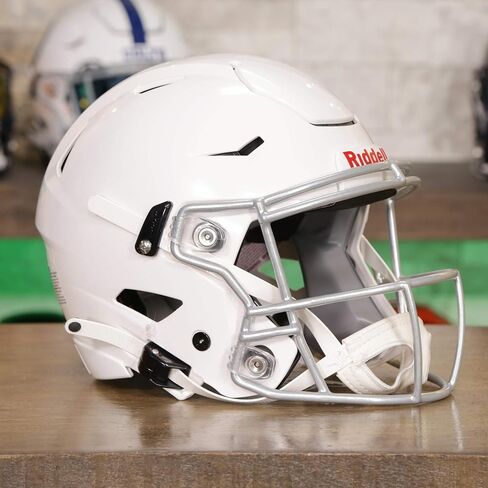 2025 Riddell SpeedFlex Youth w/Metallic Silver SF-2BD-SW Facemask + US Helmet Flag Decal - Green Gridiron in Kuwait