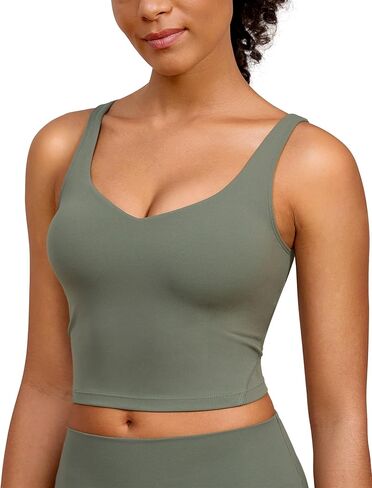 BAYDI Clouduxi Longline Sports Bra for Women - V Neck Padded Workout Tank Top U Back Wirefree Camisole in Kuwait