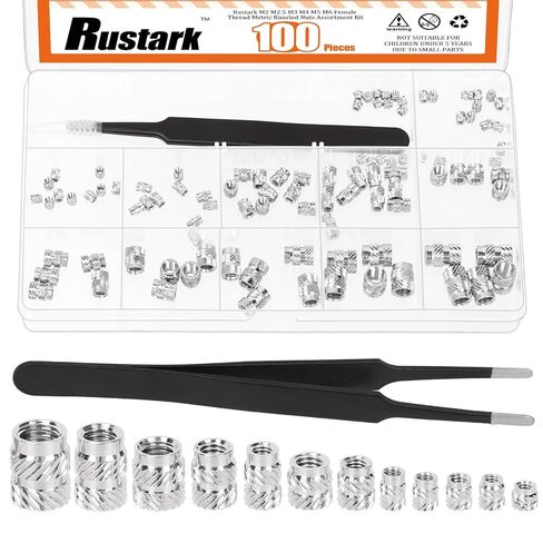 101Pcs 12Sizes M2-M6 Heat Set Threaded Inserts Assortment Kit with Tweezers 303 Stainless Steel Heat Set Insert Female Thread Metric Knurled Nuts for Plastic and 3D Printing Components in Saudi Arabia