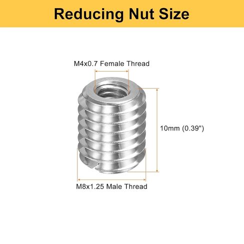 HARFINGTON 10pcs Thread Repair Inserts M8 x 1.25 Male to M4 x 0.7 Female Thread 10mm Long Stainless Steel Reducing Nuts Metric Self Tapping Sleeves Threaded Reducer Industrial Fasteners in Saudi Arabia