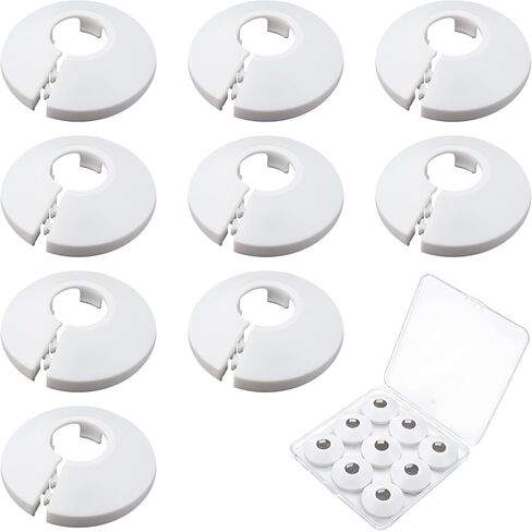 9 قطع تناسب 1/2 بوصة غطاء أنابيب المياه شفة الديكور 16 مم (5/8 بوصة)، لوحة شعار 5/8 بوصة، غطاء من البلاستيك PP الأبيض سهل التركيب 1/2 بوصة لتزيين أنبوب أنبوب الجدار in Kuwait