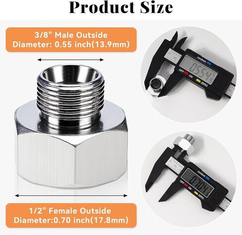 Water Line Adapter, 2 Pcs 1/2" Female to 3/8" Male Brass Reducer Adapters, Compression Pipe Fittings with Rubber Washers for Kitchen Bathroom Water Heater Supply Hose in Saudi Arabia