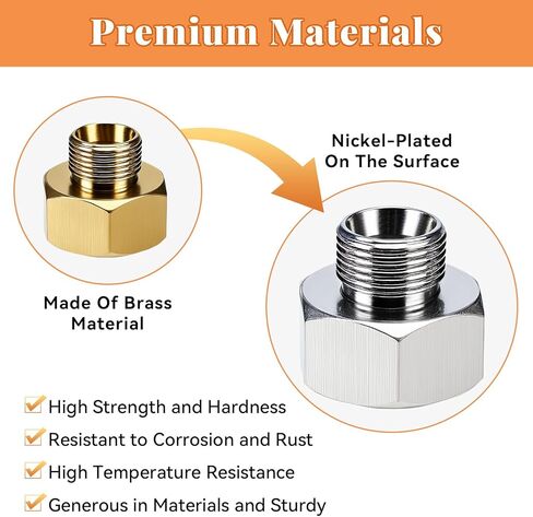 Water Line Adapter, 2 Pcs 1/2" Female to 3/8" Male Brass Reducer Adapters, Compression Pipe Fittings with Rubber Washers for Kitchen Bathroom Water Heater Supply Hose in Saudi Arabia