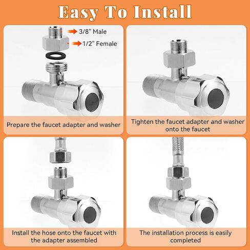 Water Line Adapter, 2 Pcs 1/2" Female to 3/8" Male Brass Reducer Adapters, Compression Pipe Fittings with Rubber Washers for Kitchen Bathroom Water Heater Supply Hose in Saudi Arabia