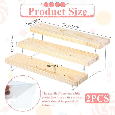 2 Pack Cake Pop Stand Display Riser, Lollipop Display Stand Holder, 3 Tier 36 holes, Acrylic Pine Wood Dessert Table Stands, for Weddings Birthday Baby Shower Candy Buffet Parties, Fit 3mm Sticks in Saudi Arabia