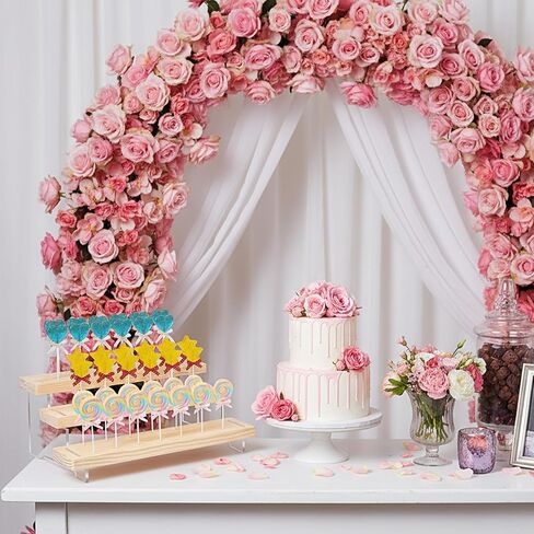 2 Pack Cake Pop Stand Display Riser, Lollipop Display Stand Holder, 3 Tier 36 holes, Acrylic Pine Wood Dessert Table Stands, for Weddings Birthday Baby Shower Candy Buffet Parties, Fit 3mm Sticks in Saudi Arabia