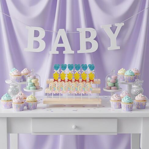 2 Pack Cake Pop Stand Display Riser, Lollipop Display Stand Holder, 3 Tier 36 holes, Acrylic Pine Wood Dessert Table Stands, for Weddings Birthday Baby Shower Candy Buffet Parties, Fit 3mm Sticks in Saudi Arabia