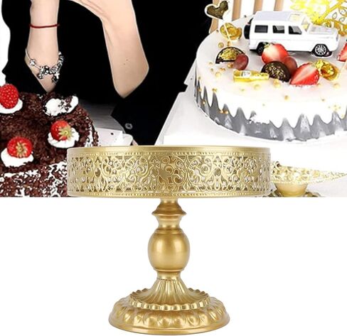 حامل الحلوى، حامل الكيك الذهبي الحديدي، عرض دائري للحلوى بتصميم دانتيل، حامل الحلوى لحفلات الزفاف والحفلات والاحتفالات، ذهبي (حديد 2) in Kuwait