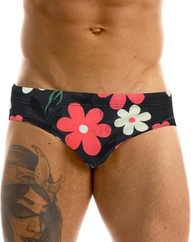MIZOK Mens Bikini Swimwear Floral Swim Briefs Leaf Print Swimsuit with Drawstring in Saudi Arabia