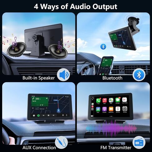 Apple Carplay Screen for Car, 10.26'' Portable Car Play Screen & Android Auto, Wireless Car Stereo with 4K Dash Camera, 1080P Backup Camera, GPS Navigation, Voice Control, Mirror Link in Kuwait