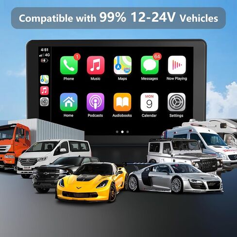 Apple Carplay Screen for Car, 10.26'' Portable Car Play Screen & Android Auto, Wireless Car Stereo with 4K Dash Camera, 1080P Backup Camera, GPS Navigation, Voice Control, Mirror Link in Kuwait