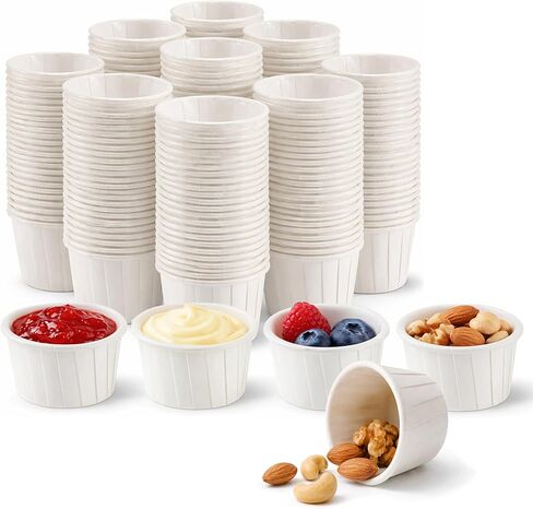 200 Pack Paper Souffle Cups, 2 oz Disposable Containers for Condiments, Sauces, Jello Shots, Samples, Desserts, Leak Resistant in Saudi Arabia
