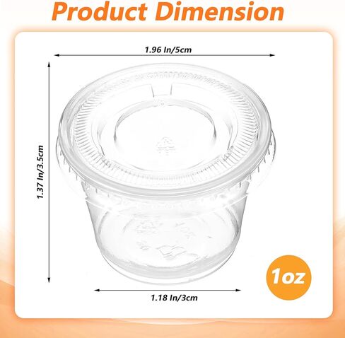 1000 قطعة من أكواب بلاستيكية للاستعمال مرة واحدة مع أغطية، أكواب بلاستيكية شفافة للصلصة والتوابل وصلصة السلطة وطلقات الجيلي والحفلات والمطاعم in Kuwait