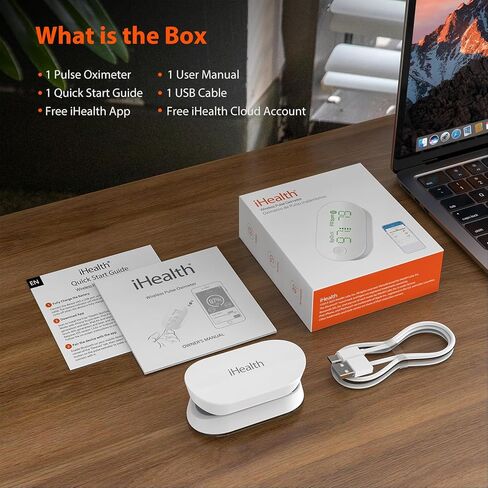 iHealth AIR Rechargeable Fingertip Pulse Oximeter, Blood Oxygen Saturation Monitor with App, SpO2, Pulse Rate, Plethysmograph, and Perfusion Index in Kuwait