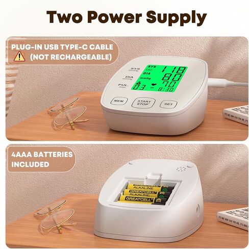 جهاز قياس ضغط الدم في الذراع مع 2 أصفاد، أساور ضغط دم الأطفال 6 بوصة - 9 بوصة، أساور متوسطة/كبيرة 9 بوصة - 16.5 بوصة، تتضمن 4 بطاريات AAA in Kuwait