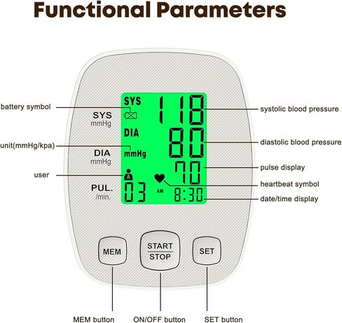 جهاز قياس ضغط الدم في الذراع مع 2 أصفاد، أساور ضغط دم الأطفال 6 بوصة - 9 بوصة، أساور متوسطة/كبيرة 9 بوصة - 16.5 بوصة، تتضمن 4 بطاريات AAA in Kuwait