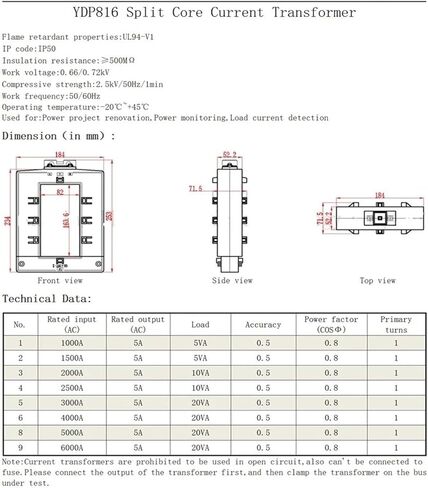 1pcs YDP816 Current Transformer 1000A 1250A 1500A 2000A 2500A 3000A 5000A 6000A Split Core(Other Ratio) in Saudi Arabia