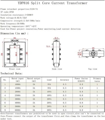 1pcs YDP816 Current Transformer 1000A 1250A 1500A 2000A 2500A 3000A 5000A 6000A Split Core(Other Ratio) in Saudi Arabia