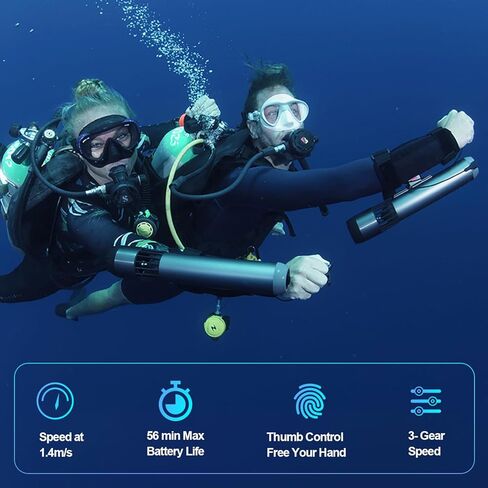 سكوتر تحت الماء مع عمر بطارية ممتد 60 دقيقة، وإعدادات 3 سرعات، وسرعة قصوى تبلغ 1.4 م/ث - مثالي للمرح في حمامات السباحة والحدائق المائية in Kuwait
