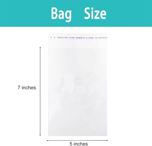 Self Sealing Cellophane Bags 200Pcs-Self-Adhesive OPP Bags - Clear, Resealable Packaging for Versatile Use-Jewerly，Cards,Toys，Products，Candy,Gift,Storage (5 x 7) in Saudi Arabia