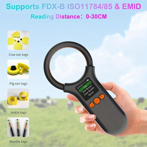 ماسح ضوئي لرقاقة الحيوانات الأليفة، 500 وحدة تخزين بيانات للحيوانات RFID EMID FDX-B (ISO 11784/11785) قارئ، قارئ شرائح دقيقة 134.2 كيلو هرتز 125 كيلو هرتز مع 800 مللي أمبير قابلة لإعادة الشحن للحيوانات / الحيوانات الأليفة / الخنازير / الكلاب / القطط in Saudi Arabia