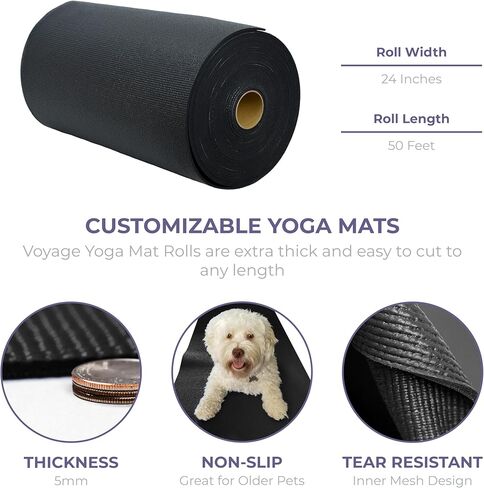 Sunshine Yoga Voyage Yoga Mat Roll, 24in x 50ft Exercise Mat, 5mm Thick Non-Slip Gym Mat for Home Workout and Fitness, Anti-Tear, Cut up to 8 Regular Yoga Mats in Saudi Arabia
