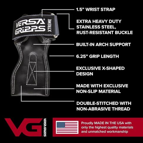Versa Gripps® Xtreme, Made in the USA, Wrist Straps for Weightlifting Alternative, the Best Training Accessory, Platinum, R/L in Kuwait