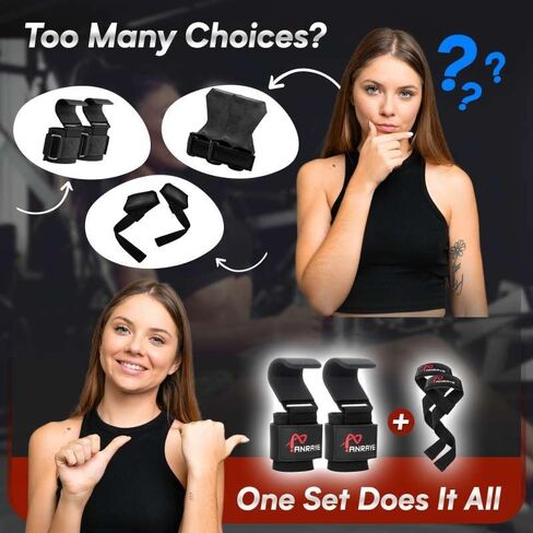 Weight Lifting Hooks & Wrist Straps Set – Lifting Hooks with Anti-Slip Grip, Adjustable Wrist Wraps for Weightlifting, Deadlifts, Powerlifting, Gym Straps for Men and Women, Black-Red in Kuwait