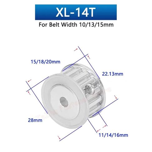 XL-14 بكرة توقيت 14 أسنان من الألومنيوم عرض فتحة العجلة 11/14/16 مم تتحمل 4 5 6 6.35 8 10 12 12.7 مم 1 قطعة (10 مم (مجرى المفتاح 4 مم)، 11 مم (للحزام 10 مم)) in Saudi Arabia