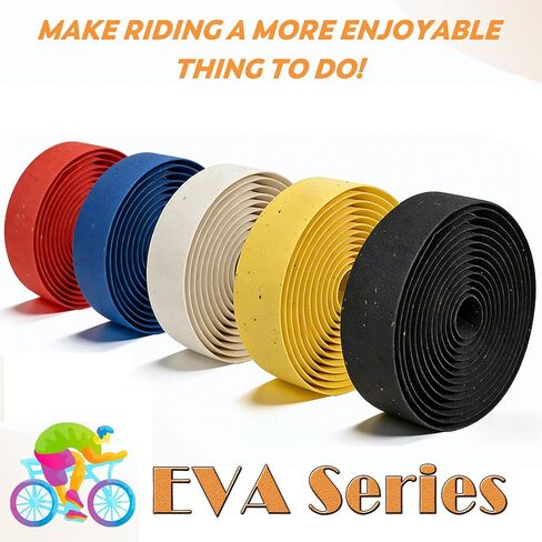 EVA Bike Handlebar Tapes, Black EVA Bicycle Handlebar Tape with High Stain Resistance Surface, Shock Absorbing Bike Grip Tapes for Handle Bar (Set of 2, Black) in Saudi Arabia