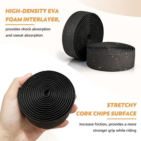 EVA Bike Handlebar Tapes, Black EVA Bicycle Handlebar Tape with High Stain Resistance Surface, Shock Absorbing Bike Grip Tapes for Handle Bar (Set of 2, Black) in Saudi Arabia