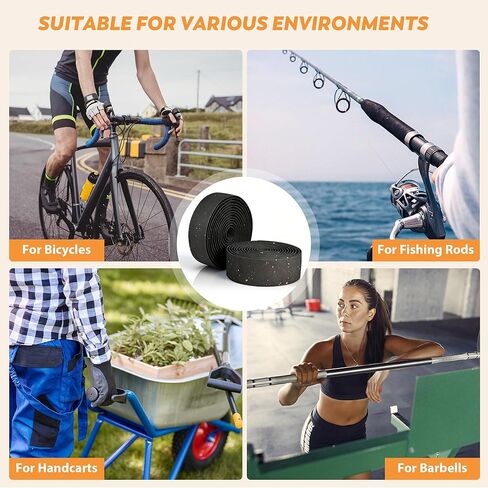 EVA Bike Handlebar Tapes, Black EVA Bicycle Handlebar Tape with High Stain Resistance Surface, Shock Absorbing Bike Grip Tapes for Handle Bar (Set of 2, Black) in Saudi Arabia