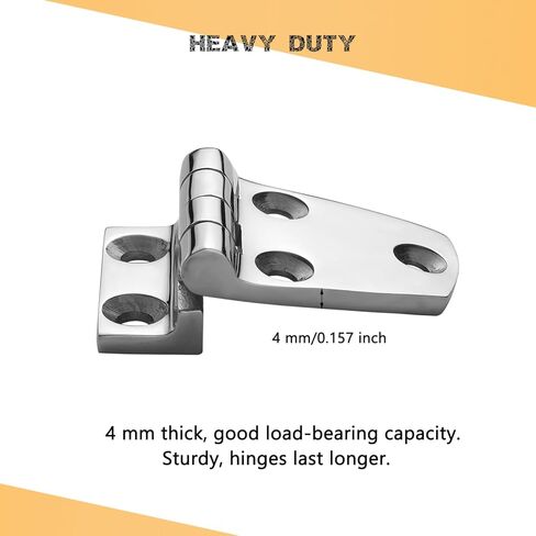 مفصلات فتحة القوارب البحرية شديدة التحمل من الفولاذ المقاوم للصدأ 316، مفصلات جانبية قصيرة، مفصلات باب خزانة متينة مع براغي (عبوة من قطعتين) in Kuwait