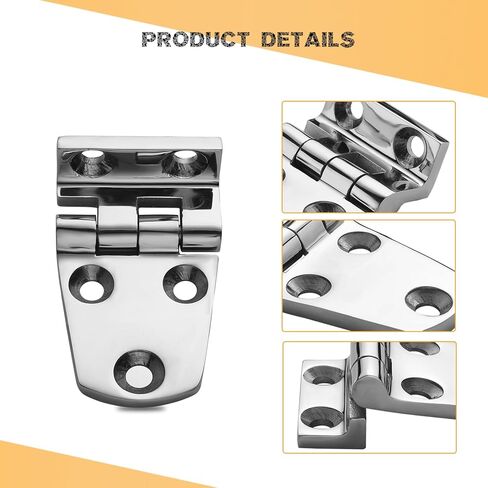 مفصلات فتحة القوارب البحرية شديدة التحمل من الفولاذ المقاوم للصدأ 316، مفصلات جانبية قصيرة، مفصلات باب خزانة متينة مع براغي (عبوة من قطعتين) in Kuwait